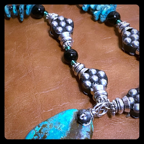 Huge Turquoise Pendant 19” OOAK STATEMENT NECKLACE - Picture 2 of 8